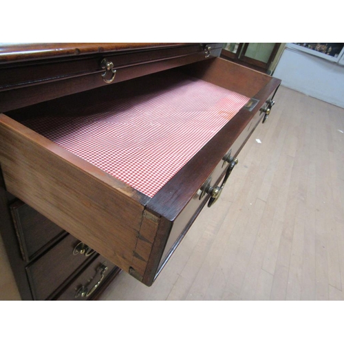 1836 - MAHOGANY SMALL CHEST OF FOUR LONG DRAWERS WITH SLIDE ON BRACKET FEET 64 x 71 cms