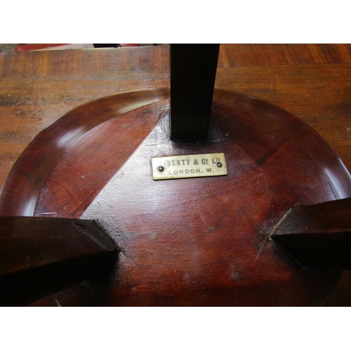 1848 - EARLY 20c LIBERTY AND CO. SADDLE STOOL ON THREE SPLAYED LEGS - WITH LIBERTY AND CO. ATTACHED LABEL 3... 