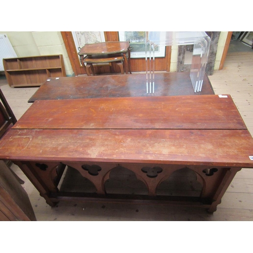 1873 - 19c OAK GOTHIC STYLE ALTAR TABLE 154cms W