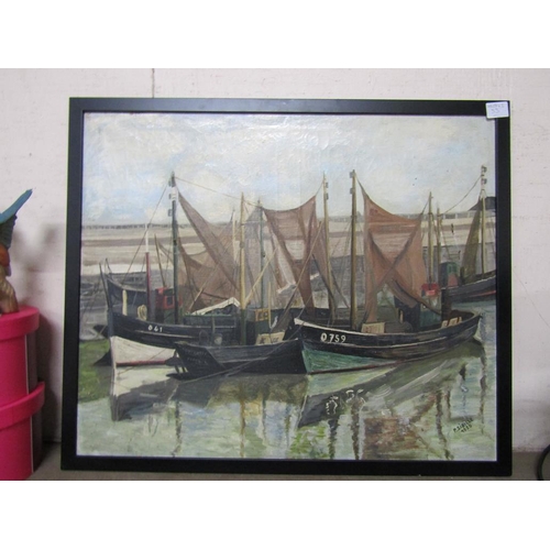 24 - TWO FRAMED OIL ON CANVAS P SIBILLE, HARBOUR SCENES