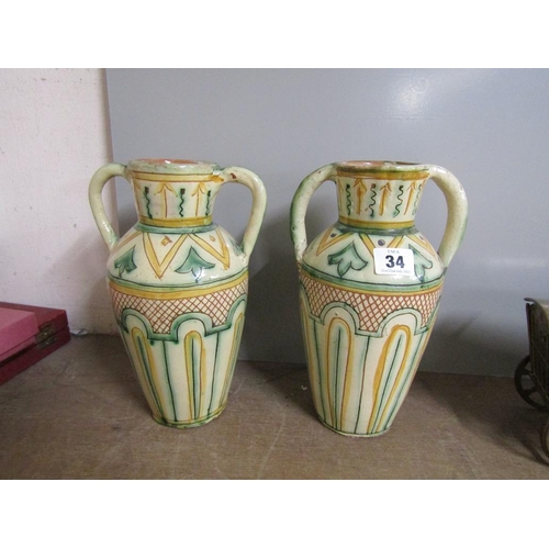 34 - TWO ITALIAN ART POTTERY CERAMIC VASES