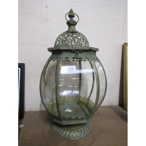 41 - METAL GLASS PANELLED LANTERN