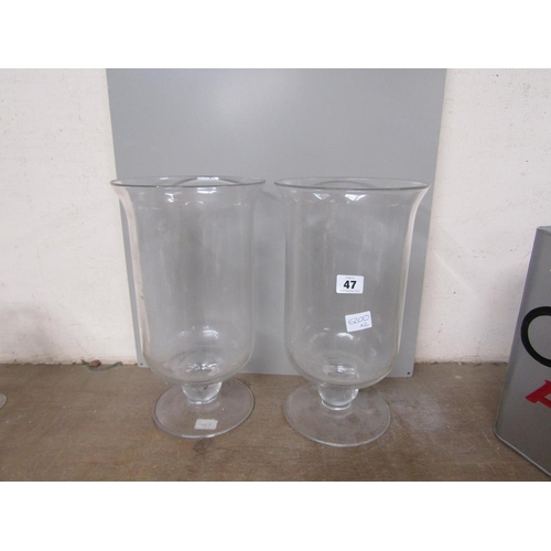 47 - CLEAR GLASS PEDESTAL VASES