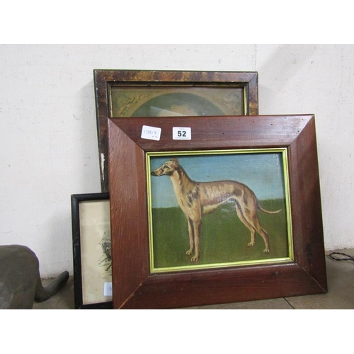 52 - FRAMED OIL OF A GREYHOUND PLUS PRINT