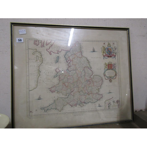 59 - FRAMED MAP OF ENGLAND