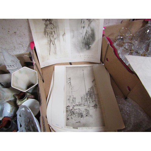 135 - QTY OF UNFRAMED ETCHINGS AND PRINTS