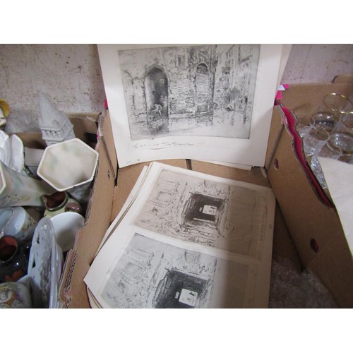 135 - QTY OF UNFRAMED ETCHINGS AND PRINTS