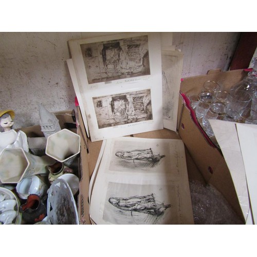 135 - QTY OF UNFRAMED ETCHINGS AND PRINTS