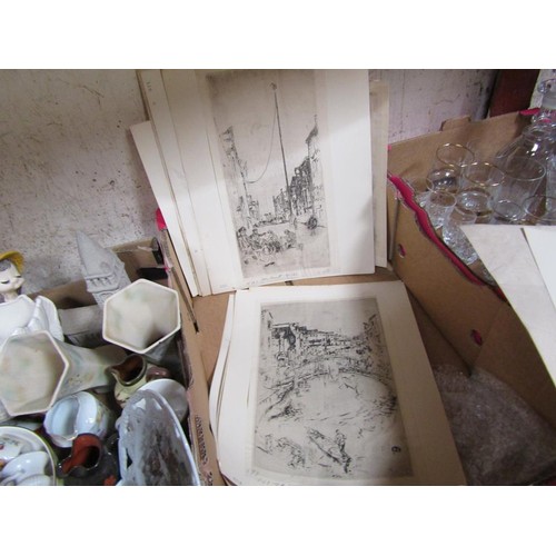 135 - QTY OF UNFRAMED ETCHINGS AND PRINTS