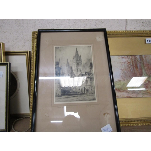 172 - FRAMED B&W ETCHINGS