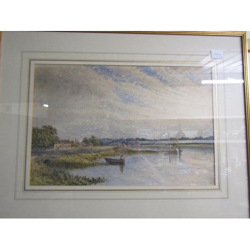 469 - TWO F/G WATERCOLOURS - LAKE SCENE & STRAW BAILS