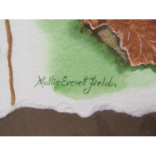 1102 - MOLLY EVERETT FIELD - AUTUMN LEAVES, SIGNED WATERCOLOUR, F/G, 34CM X 24CM