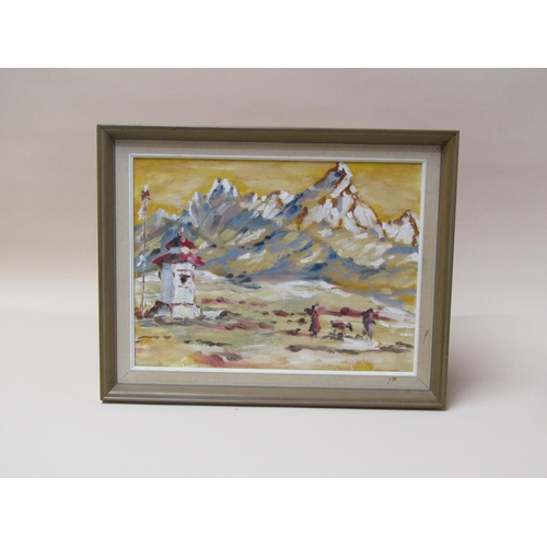 1103 - RICHARD NEVILLE - THREE PAINTINGS - TWO OIL ON BOARD, HIMALAYAN REGION & ONE WATERCOLOUR