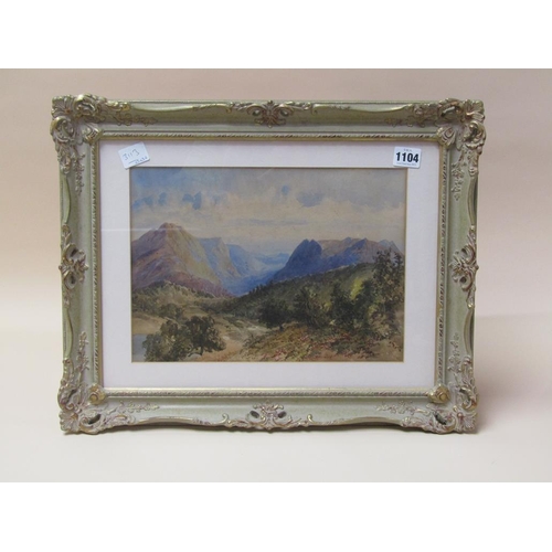 1104 - MARY BENHAM C.1900 - HIGHLAND VIEW, WATERCOLOUR, SIGNED TO REVERSE, F/G, 23CM X 32CM