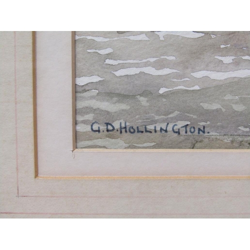 1106 - G D HOLLINGTON - FISHING VESSEL LEAVING THE ESTUARY, SIGNED WATERCOLOUR, F/G, 25CM X 35CM