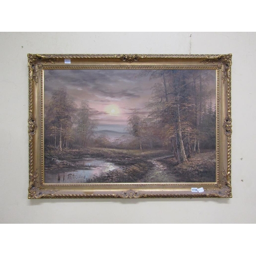 1110 - PETER WOOD - EPPING FOREST, SIGNED OIL ON CANVAS, FRAMED, 60CM X 90CM