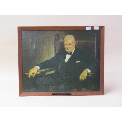 1119 - ANTHONY PAYNE 1946 - SIR WINSTON CHURCHILL, OELOGRAPH FRAMED, 43CM X 54CM