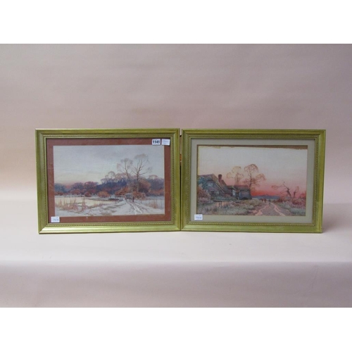 1141 - W HAZELHURST - PAIR, WINTER SUNSET & HAULING THE TIMBER, F/G LITHOGRAPHS, EACH 27CM X 41CM