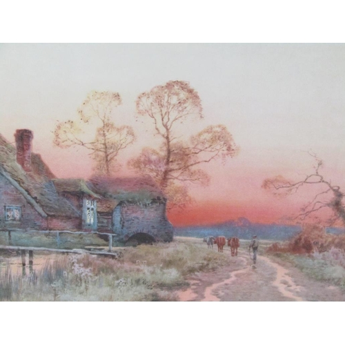 1141 - W HAZELHURST - PAIR, WINTER SUNSET & HAULING THE TIMBER, F/G LITHOGRAPHS, EACH 27CM X 41CM