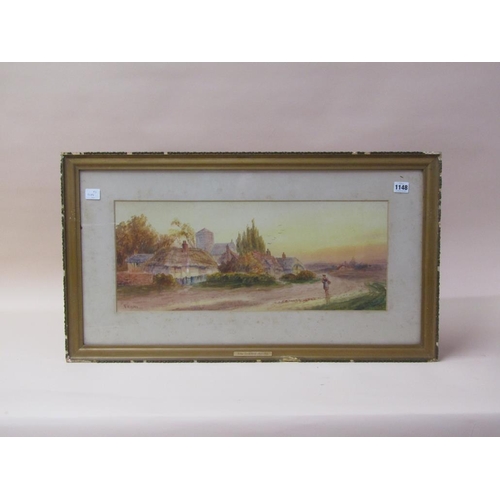 1148 - A GARNER - TWO 19C ROYAL LANDSCAPES WITH CHURCH AND FIGURES, SUNRISE & SUNSET, EACH F/G, APPROX 25CM... 