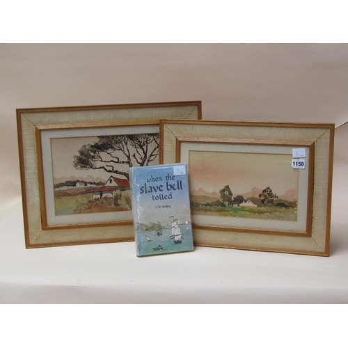 1150 - V M FITZROY - TWO COTTAGES IN A LANDSCAPES, WATERCOLOUR, SIGNED, EACH F/G; BOOK BY V M FITZROY