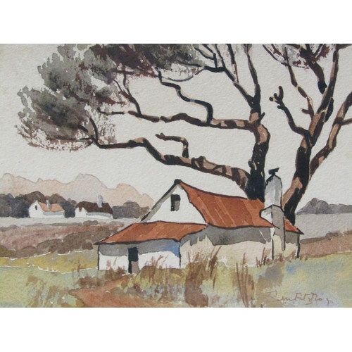 1150 - V M FITZROY - TWO COTTAGES IN A LANDSCAPES, WATERCOLOUR, SIGNED, EACH F/G; BOOK BY V M FITZROY