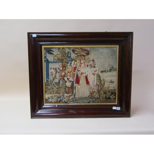 1151 - VICTORIAN NEEDLEWORK PICTURE - BRING ALL THE LITTLE CHILDREN UNTO ME, F/G, 50CM X 62CM