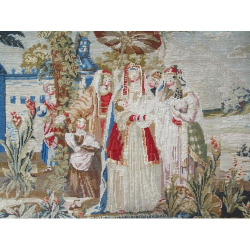 1151 - VICTORIAN NEEDLEWORK PICTURE - BRING ALL THE LITTLE CHILDREN UNTO ME, F/G, 50CM X 62CM