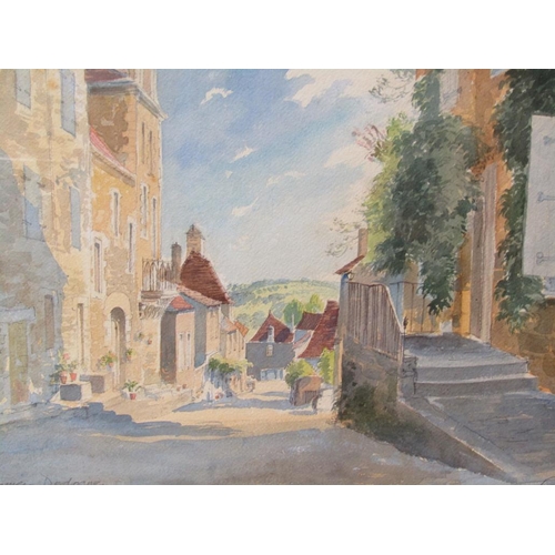 1156 - GORDAN DAVEY - DORDOGNE, WATERCOLOUR, TITLED, SIGNED, F/G, 35CM X 49CM