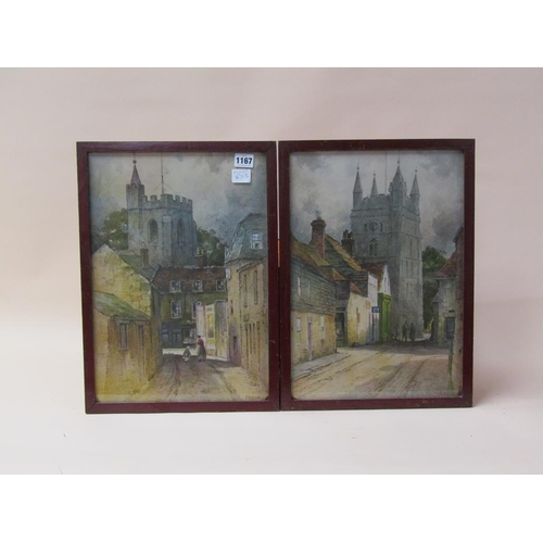 1167 - F ROBSON - TWO COLOURED PRINTS - BRENTFORD PARISJ CHURCH, EACH FRAMED, 42CM X 30CM