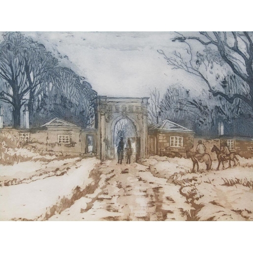 1171 - MARGARET ROWNEY - MOOR PARK GATES, LIMITED EDITION COLOURED PRINT 14/35, F/G, 28CM X 40CM