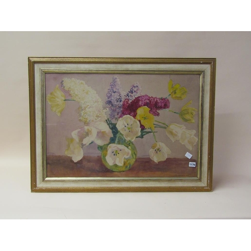 1176 - P H FRANCK 1943 - VASE OF FLOWERS, SIGNED WATERCOLOUR, F/G, 50CM X 72CM