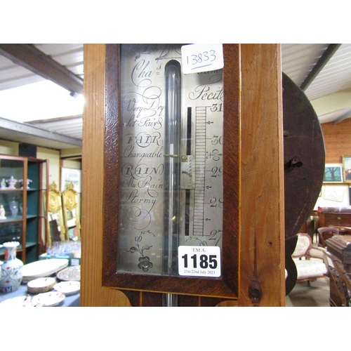 1185 - 19C STICK BAROMETER BY CHARLES VIANO, 94CM H