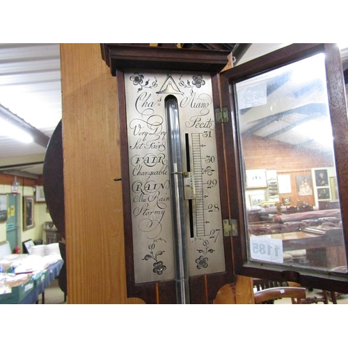 1185 - 19C STICK BAROMETER BY CHARLES VIANO, 94CM H