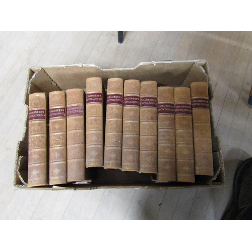 1225 - TEN LEATHER BOUND COPIES OF CHAMBERS ENCYCLOPEDIA