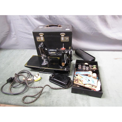 1231 - SINGER SEWING MACHINE WITH ELECTRIC MOTOR IN CASE