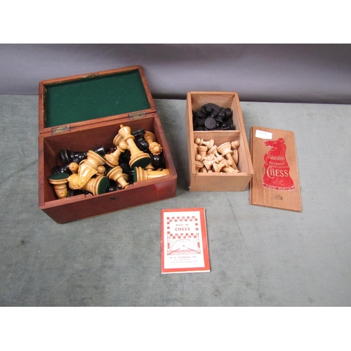 1234 - BOX OF WOODEN CHESS PIECES AND ALSO A BOX STAUNTON BOXWOOD CHESS PIECES