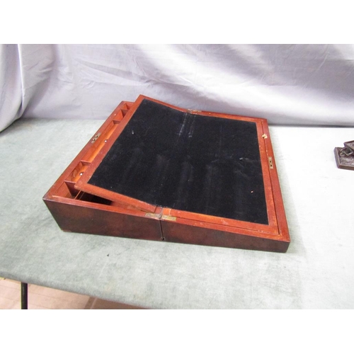 1239 - VICTORIAN MAHOGANY WRITING BOX WITH DECORATED EBONISED LINE - 51cms W