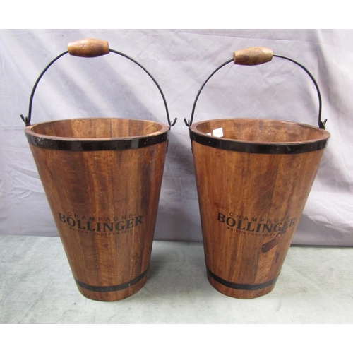 1291 - TWO REPRO WOODEN BOLLINGER CHAMPAGNE BUCKETS