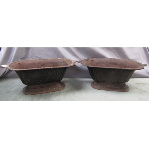 1294 - PAIR OF VICTORIAN CAST IRON GARDEN TROUGHS , EACH 60CM W