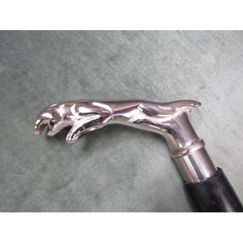 1305 - EBONISED WALKING STICK WITH REPLICA JAGUAR CAST HANDLE