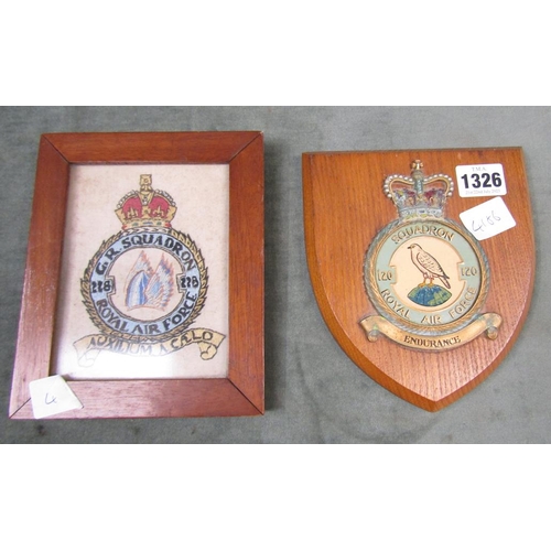 1326 - TWO AIRFORCE SQUADRON PLAQUES - SQUADRON 120 & SQUADRON 228