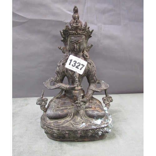 1327 - ORIENTAL CAST METAL FIGURE OF A HINDU, 20CM H