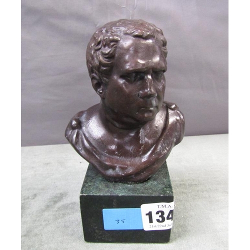 1348 - PATINATED METAL BUST OF A GENTLEMAN - 15cms H