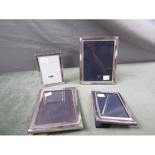 1588 - FOUR SILVER PHOTO FRAMES