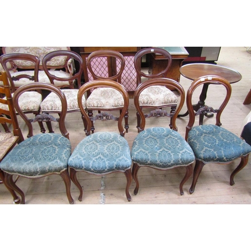 1781 - SET OF FOUR VICTORIAN BALLOON BACKED DINING CHAIRS WITH UPHOLSTERED SEATS