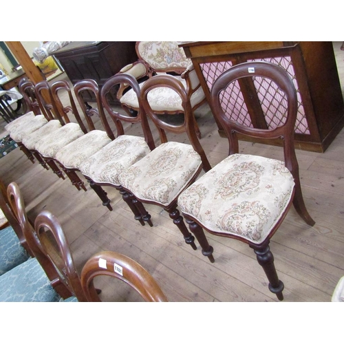 1786 - MATCHED SET OF EIGHT MAHOGANY BALLOON BACK DINING CHAIRS WITH UPHOLSTERED SEATS