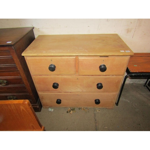 573 - VICTORIAN PINE CHEST OF TWO SHORT/TWO LONG DRAWERS