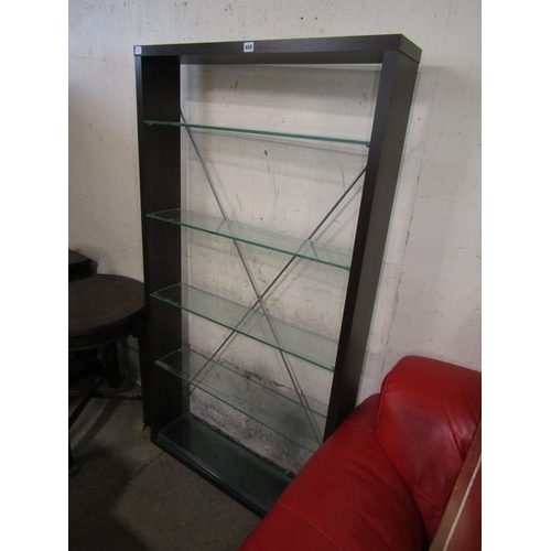 608 - BOOKCASE WITH GLASS SHELVES