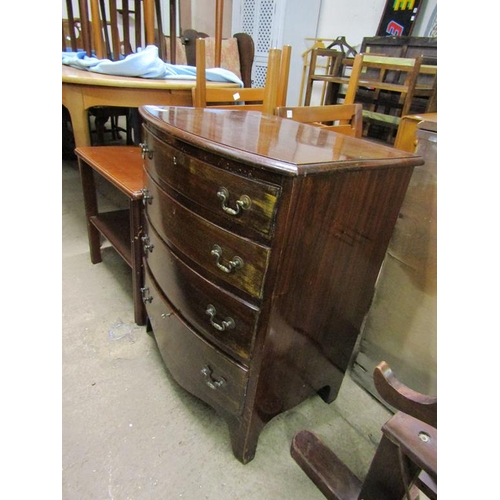 661 - BOW FRONTED CHEST AND A TABLE